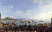 Antonio Joli The Embarkation of Charles III in the Port of Naples oil on canvas